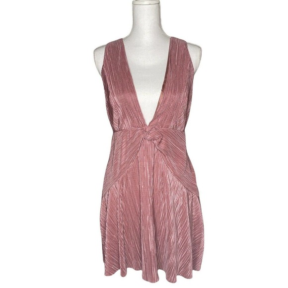 Free People Twist and Shout V Neck Mini Dress Desert Rose NWT Womens Sz 8 - Picture 9 of 12